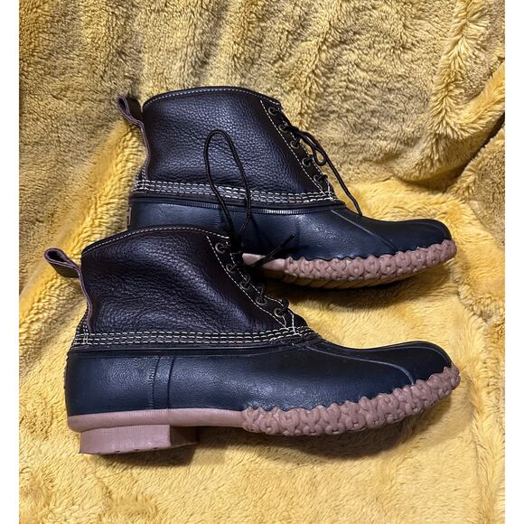 LL Bean Mens Dark Brown Leather Hunting Shoe Duck Boots 9M Vintage Outdoors rain - Picture 6 of 11